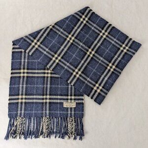 Authentic Burberry Classic Check Scarf Blue - Used 90% Merino wool 10% Cashmere.